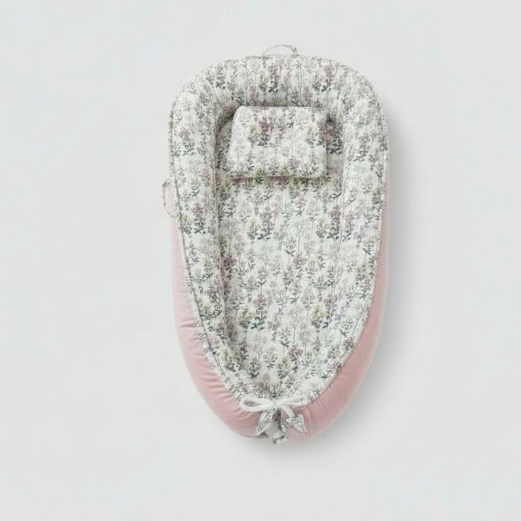 Réducteur de lit bébé Floralys en tissu hypoallergénique et respirant