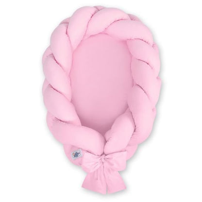 Réducteur de lit tressé rose pour bébé, tressage jumbo avec nœud