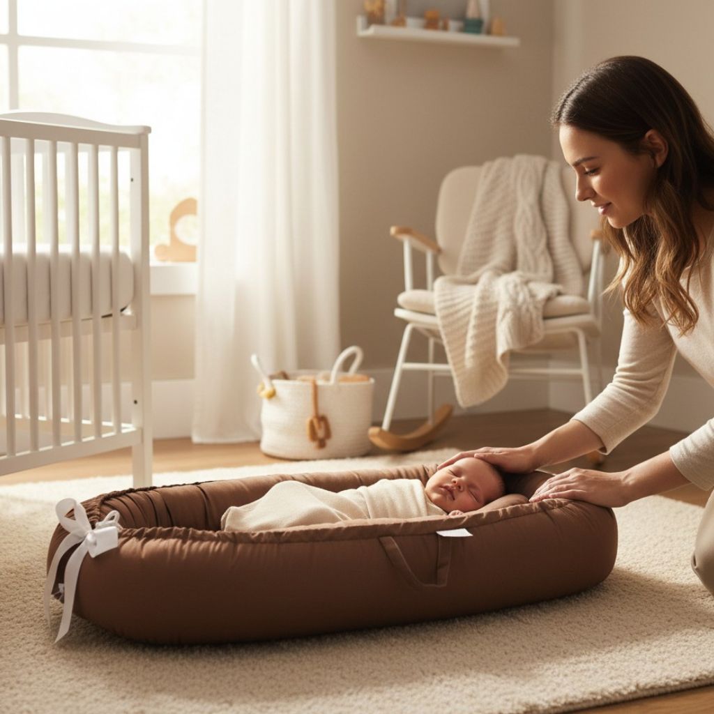 Réducteurs de lit couleur caramel avec bords rembourrés pour un maintien optimal