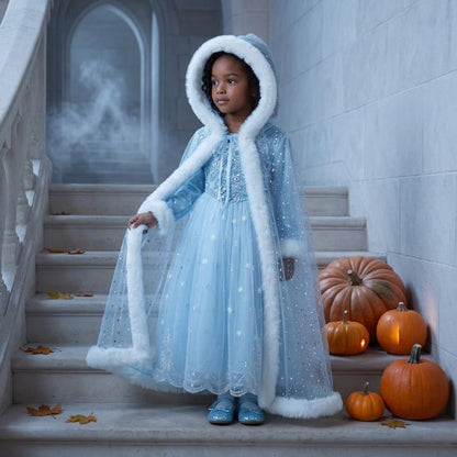 Robe princesse fille avec cape pour Halloween et fête costumée