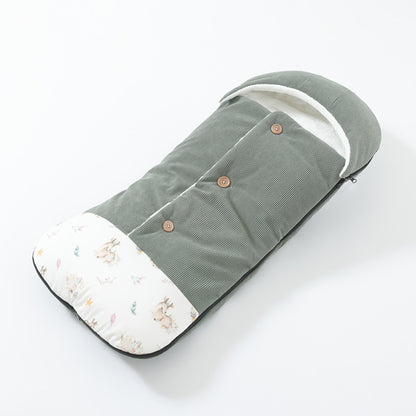 Sac de couchage poussette vert sapin, imprimé faons