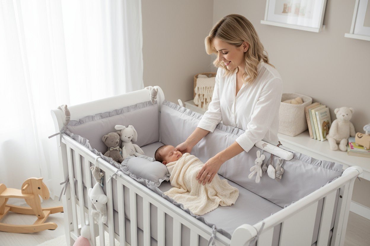 our de lit bébé complet gris – décoration harmonieuse et cocon sécurisant pour nouveau-né