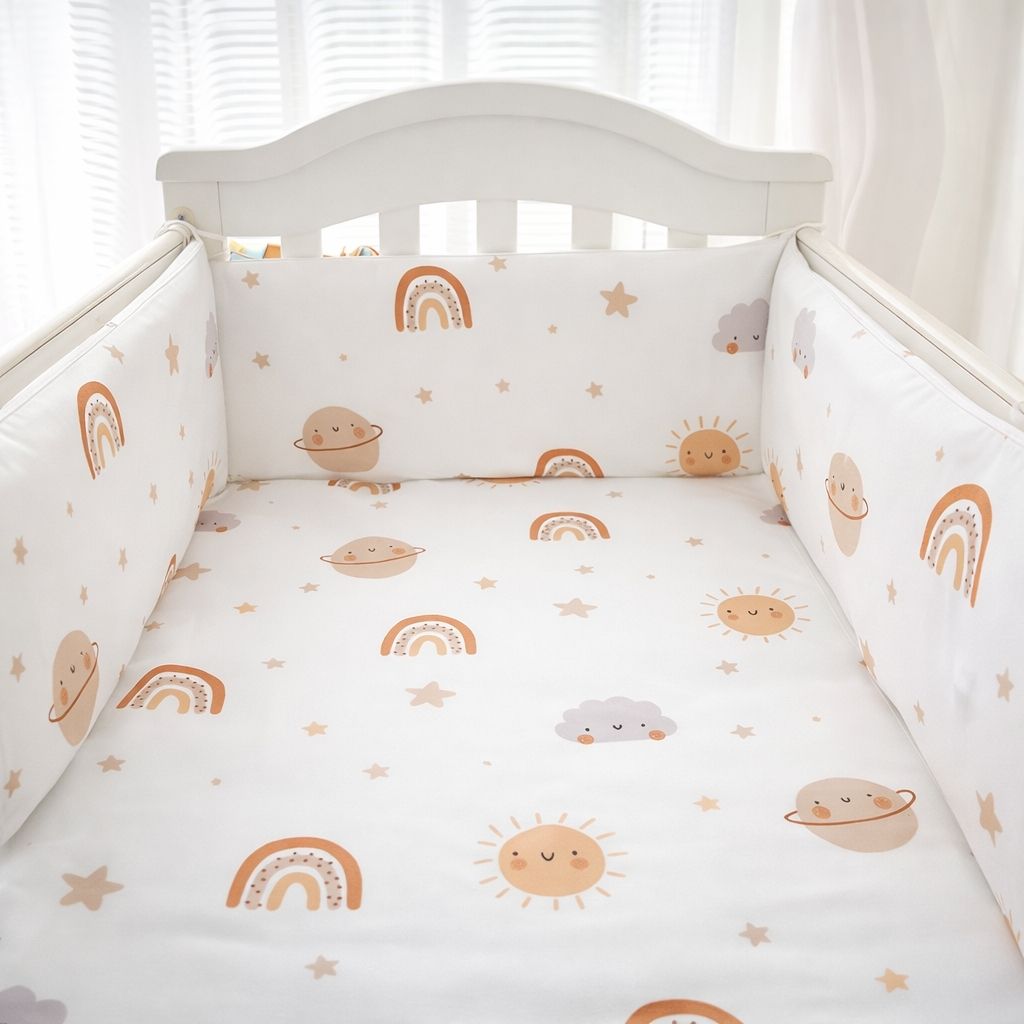 tour de lit bébé en coton style scandinave aux tons naturels
