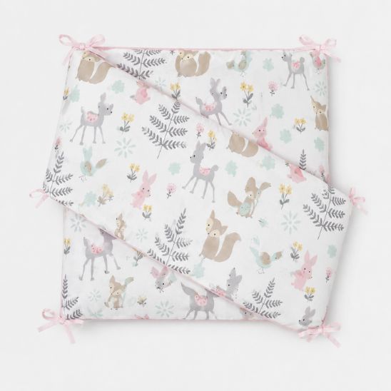 Tour de lit bébé Forêt Enchantée 2 pièces en coton doux motifs animaux