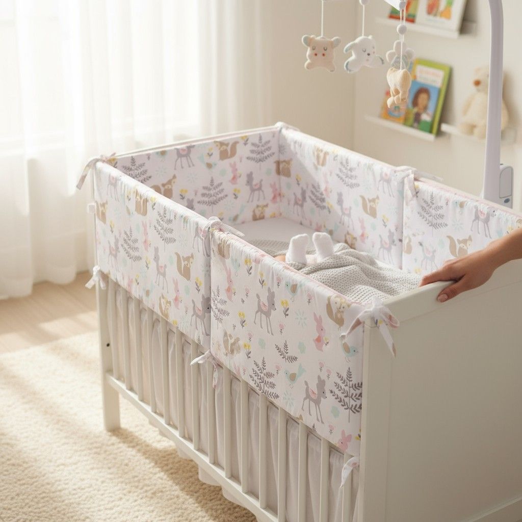 Tour de lit bébé en U (2 pièces) pour protection partielle et aération optimale