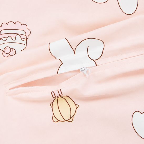 Tour de lit bébé rose en coton avec housse zippée amovible