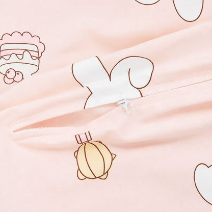 Tour de lit bébé rose en coton avec housse zippée amovible