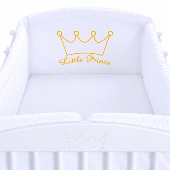 Tour de lit bébé Petit Prince blanc avec couronne dorée brodée