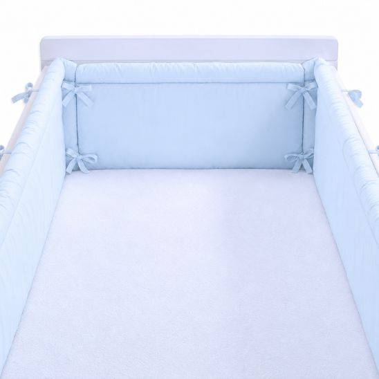 Tour de lit bébé Petit Prince bleu ciel avec attaches nouées aux barreaux