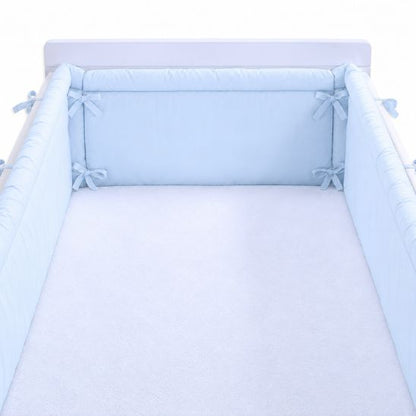 Tour de lit bébé Petit Prince bleu ciel avec attaches nouées aux barreaux