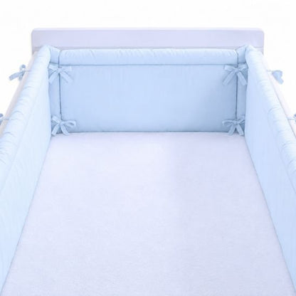 Tour de lit bébé Petit Prince bleu ciel avec attaches nouées aux barreaux