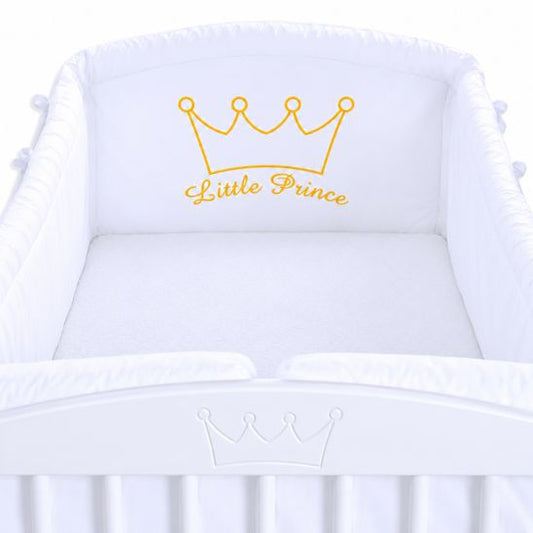 Tour de lit bébé Petit Prince blanc avec couronne dorée brodée