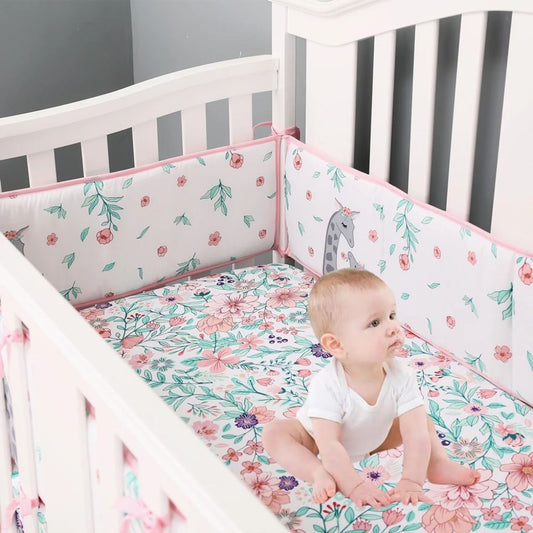 Tour de lit – Fleurs rose tendre et girafes douces - Spot Bébé