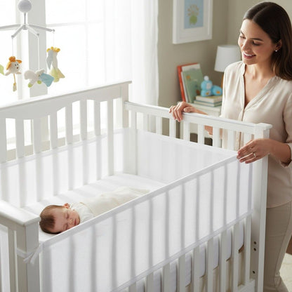 Tour de lit respirant bébé blanc réduisant les risques de surchauffe