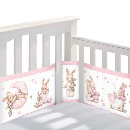 Tour de lit respirant bébé décor lapins pour sommeil apaisant