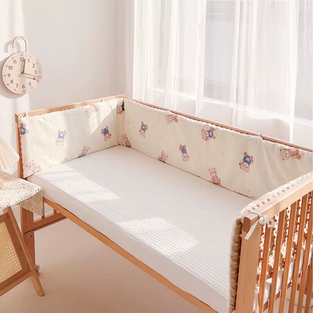 Tour de lit securitaire double face coton et velours doux respirant