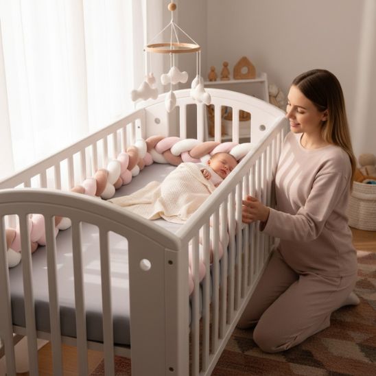 Détail velours moelleux tresse de lit bébé confortable