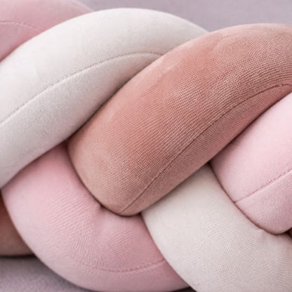 Tour de lit tressé velours rose et blanc doux pour bébé