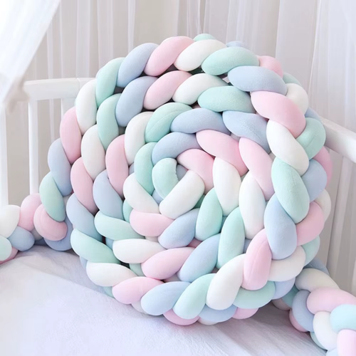 La Tresse de Lit - 4 Brins rose blanc bleu vert