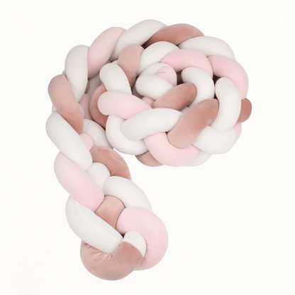 Tresse de Lit 4 Brins – Rose, Blanc & Terracotta | Cocon protecteur texturé - Spot Bébé