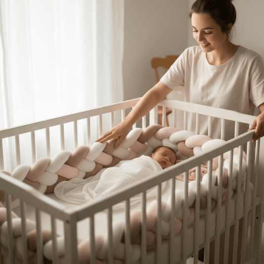 Tresse de lit 4 brins douceur terracotta – tour de lit moelleux pour berceau bébé
