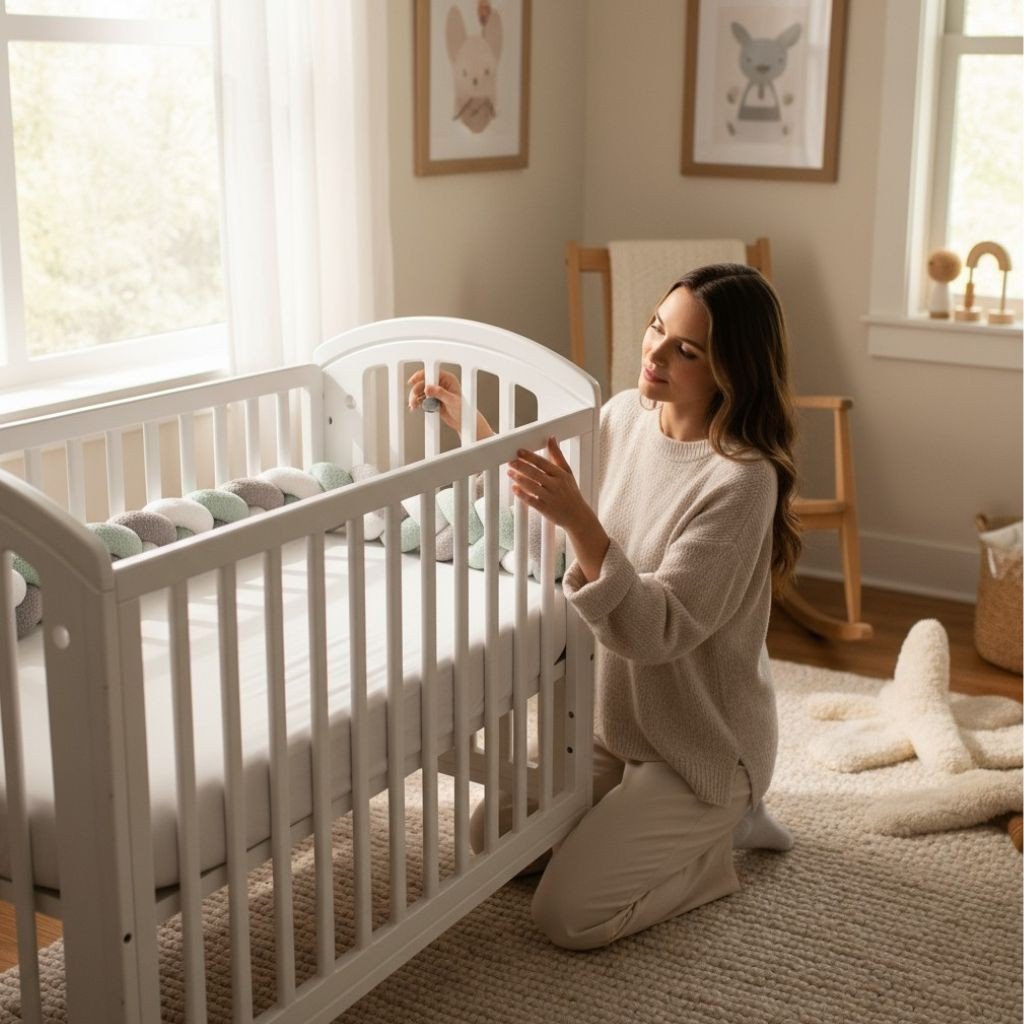 Tresse de lit bébé 3 brins – vue de profil, protection enveloppante