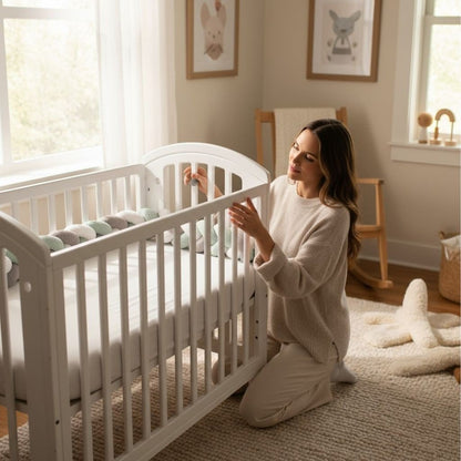 Tresse de lit bébé 3 brins – vue de profil, protection enveloppante