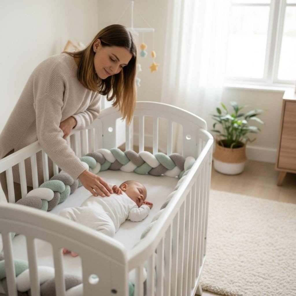 Tresse de lit bébé 3 brins cocooning – coloris doux et texture moelleuse