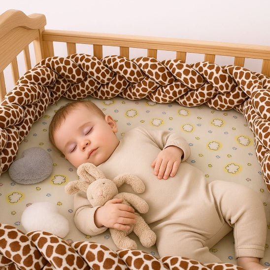 Tresse de lit bébé girafe en coton doux, 4 brins protecteurs