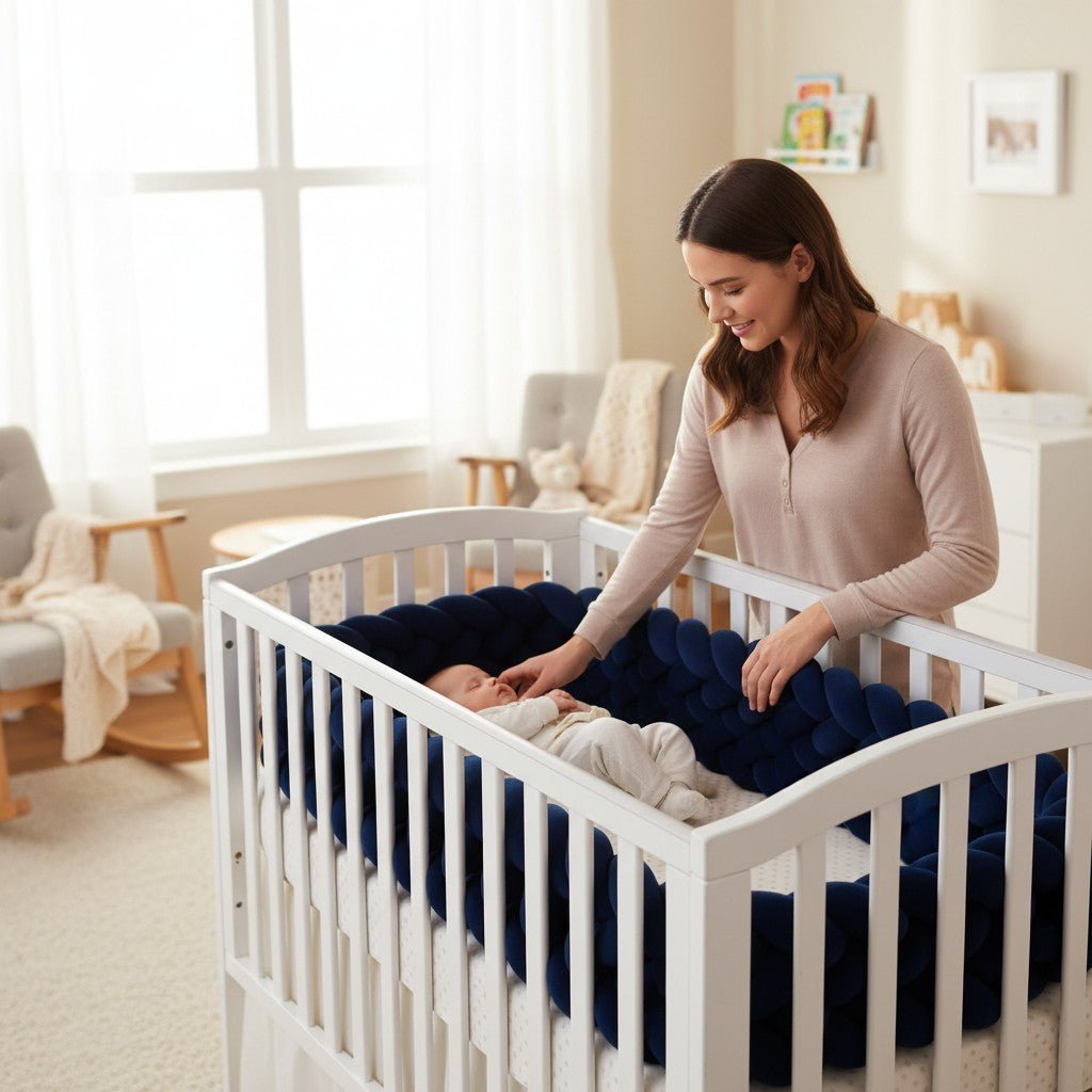 Tresse de lit bébé 6 brins CoconProtect installée dans un berceau