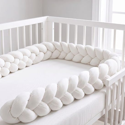 Tresse de lit bébé blanche 3 brins tour complet lit à barreaux blanc chambre bébé épurée