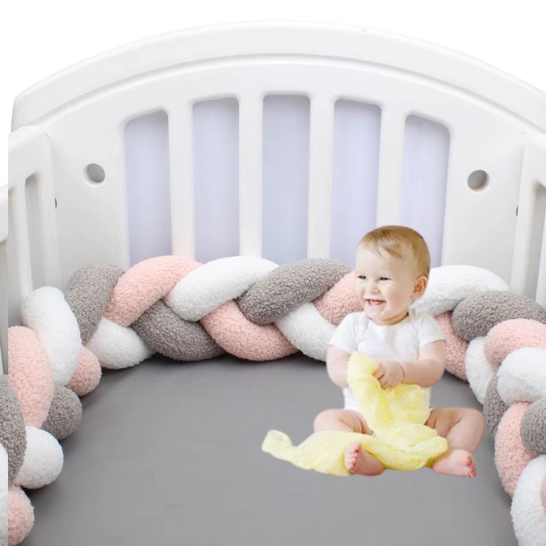 Tresse de lit bébé - multicolore rose gris blanc - Spot Bébé