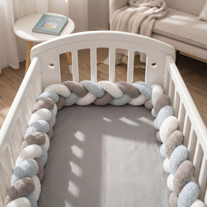tresse de lit bébé pastel bleu nuage gris et blanc berceau bébé