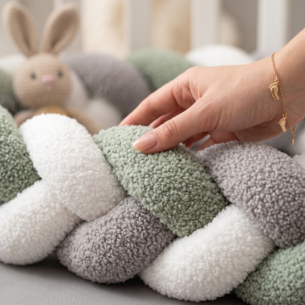 tresse de lit bébé pastel vert sauge gris et blanc berceau bébé