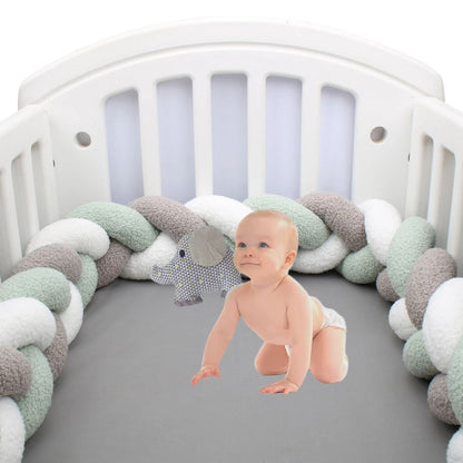 Tresse de Lit Bébé - "Tresse Rêve gris vert blanc" - Spot Bébé