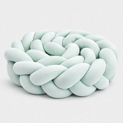 Tresse de lit bébé tressée vert d'eau velours doux 3 brins fond neutre