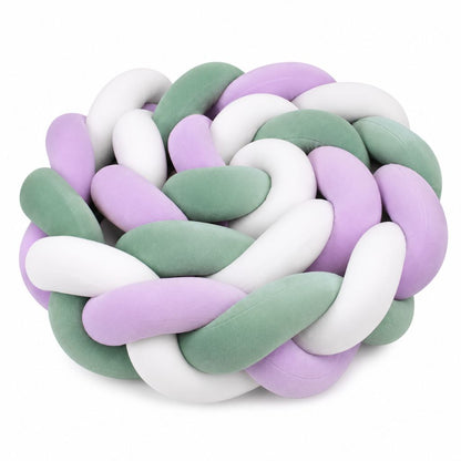 tresse de lit bébé velours vert sauge lilas et blanc berceau bébé