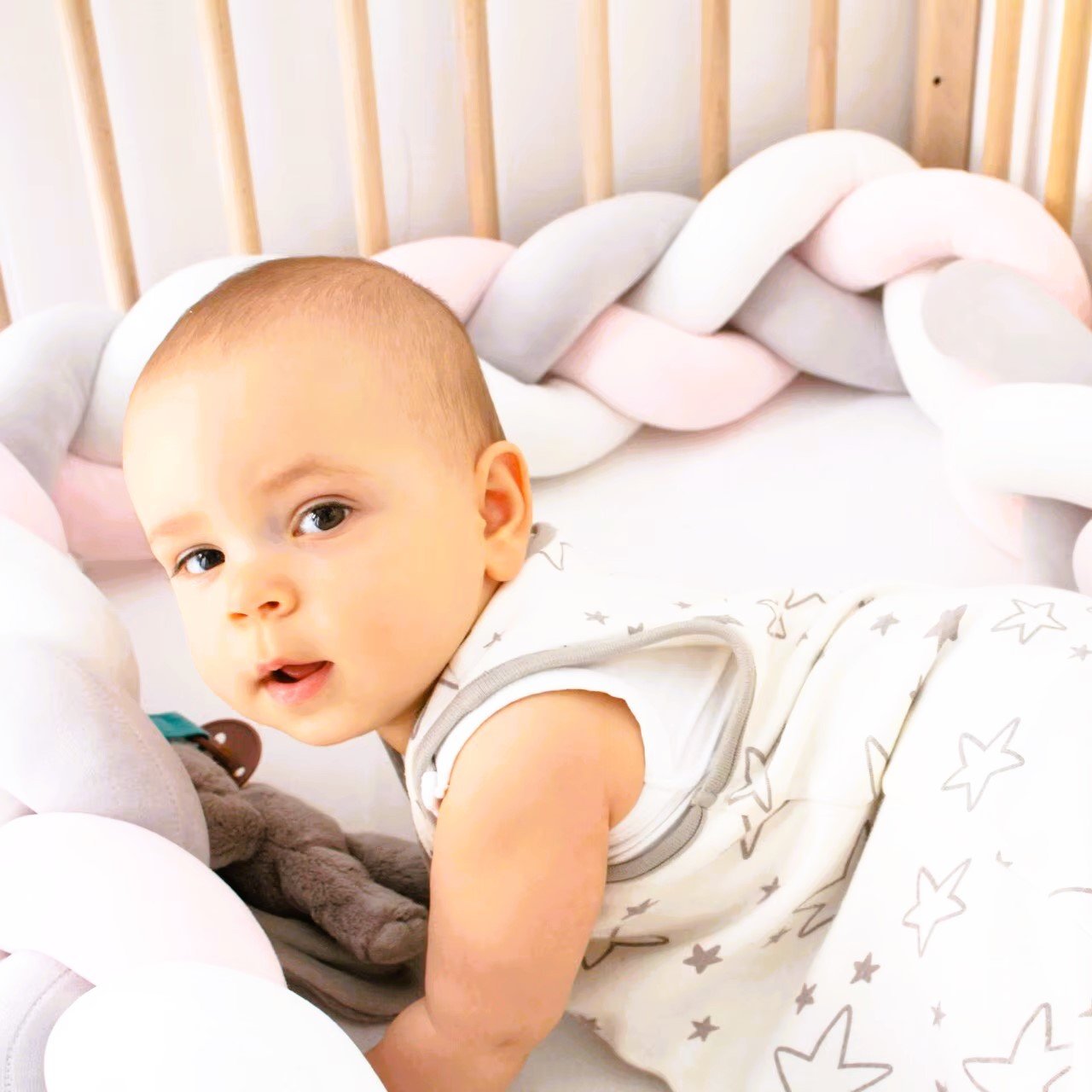 Tresse de lit - Rose gris blanc - Spot Bébé