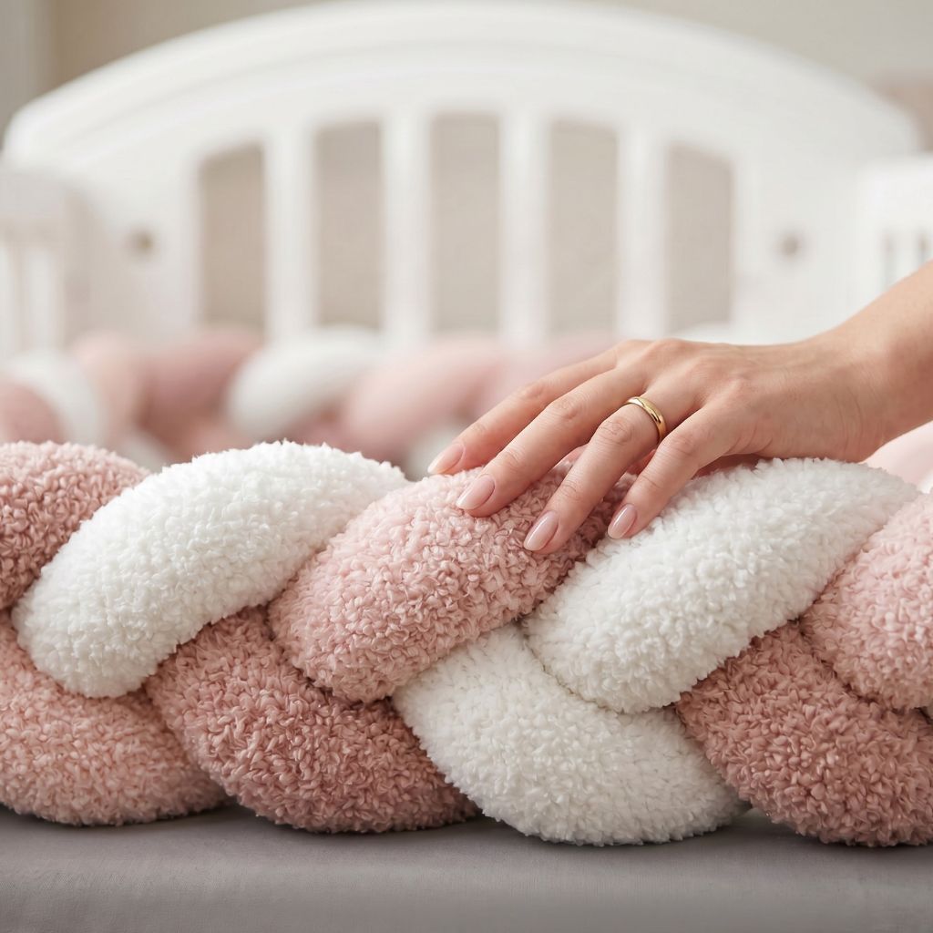 tresse de lit rose poudré chambre bébé décoration