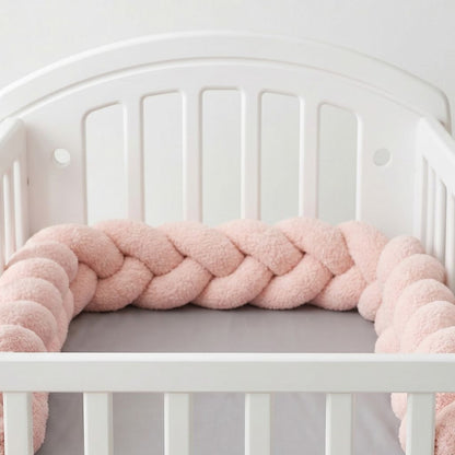 tresse de lit rose poudré gris et blanc berceau bébé