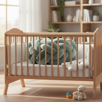 Tresse de lit verte bébé effet cocon dans chambre douce