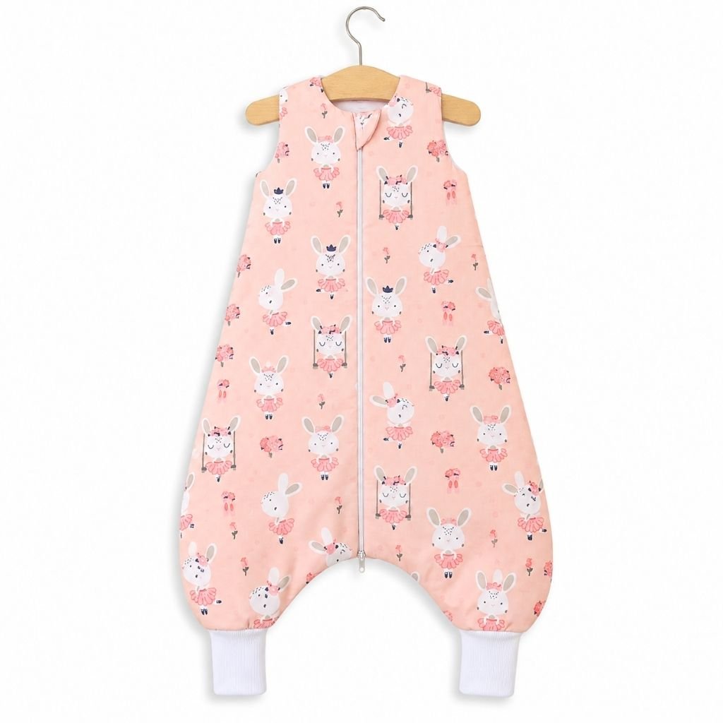 Turbulette bébé 9-24 mois motif Lapin suspendue sur cintre, vue de face