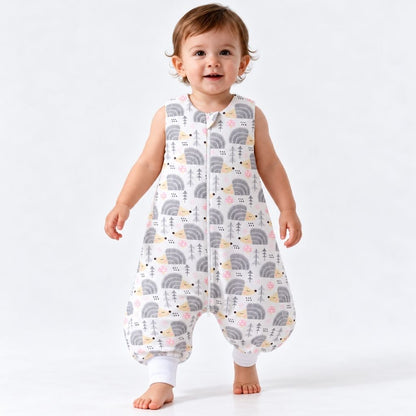 Turbulette chaude bébé avec jambes motif hérisson portée