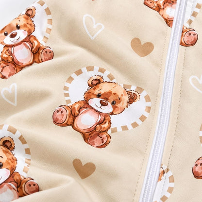 Turbulette chaude bébé motif ourson détail du tissu doux