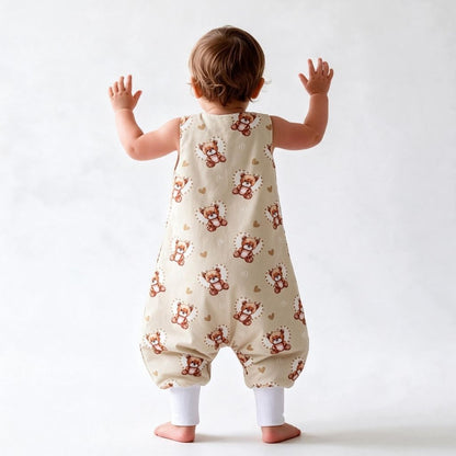 Turbulette chaude bébé avec jambes motif ourson vue de dos