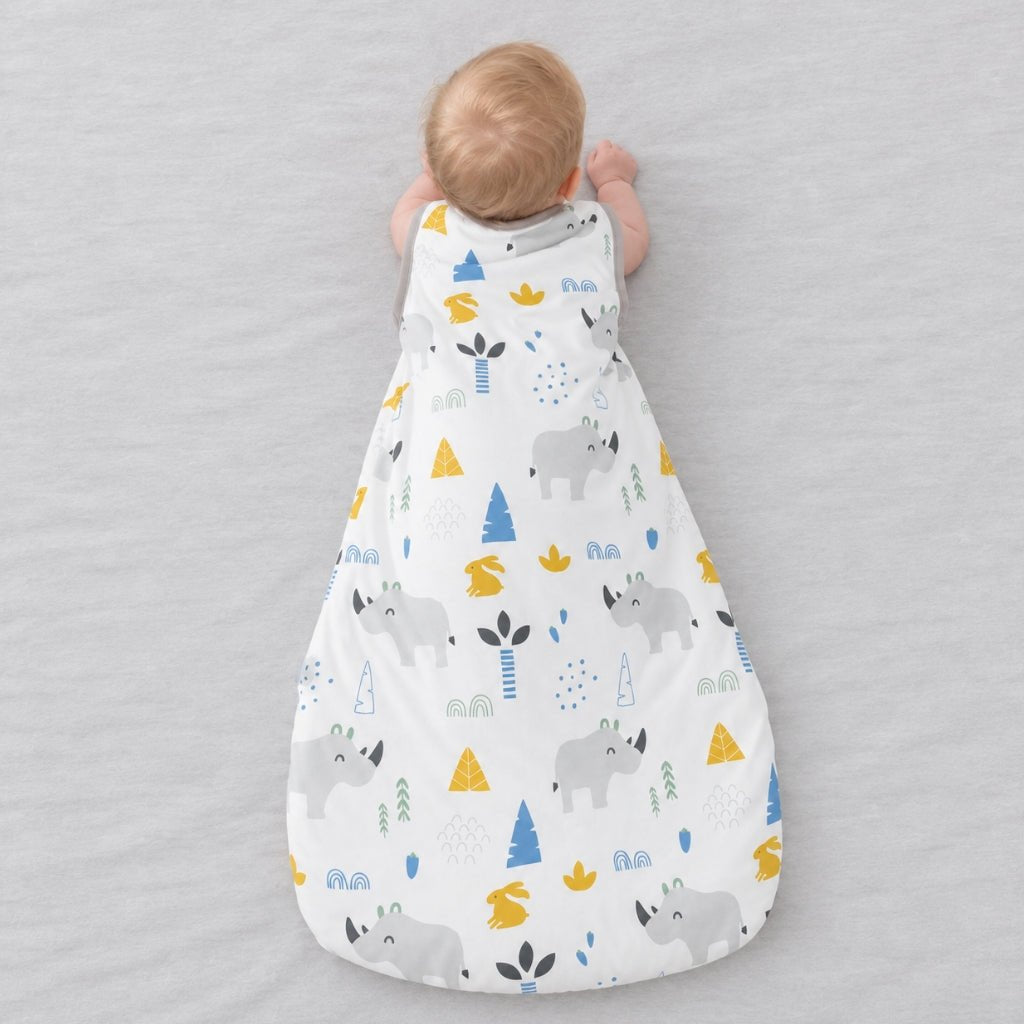 Dos de la turbulette pour bébé mi-saison imprimée rhinocéros