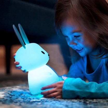 Veilleuse bebe lapin tactile à LED rechargeable avec intensité réglable