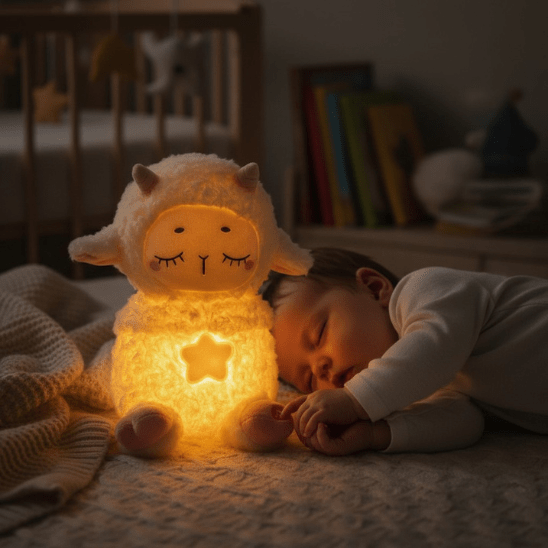 Peluche veilleuse musicale et lumineuse mouton au design mignon pour bébé