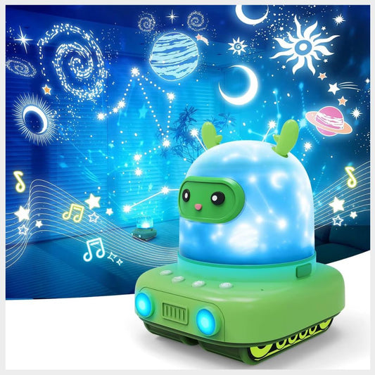 Veilleuse bébé orange clair 3 en 1 avec musique et projection d’étoiles – Spot Bébé