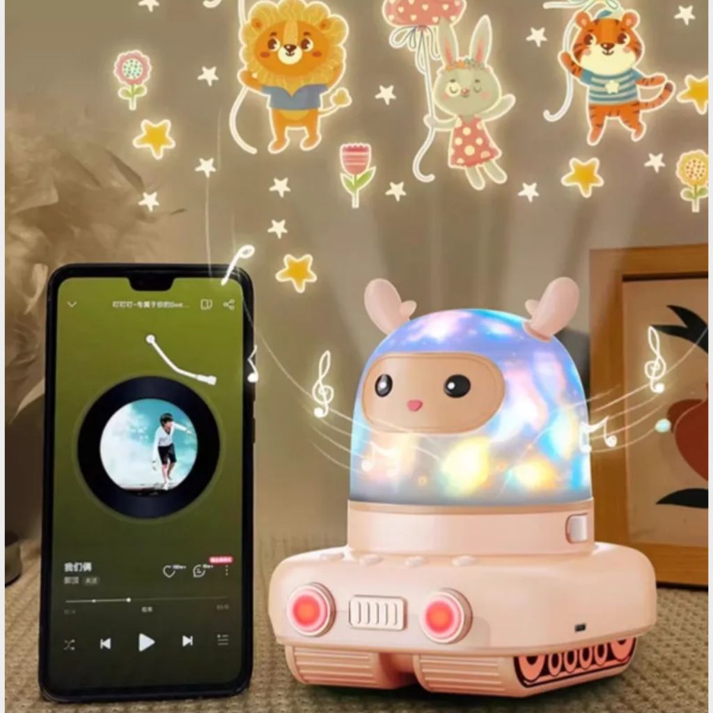 Veilleuse bébé orange clair avec Bluetooth et berceuses apaisantes